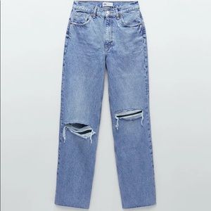 ZARA HIGH RISE WIDE LEG FULL LENGTH JEAN